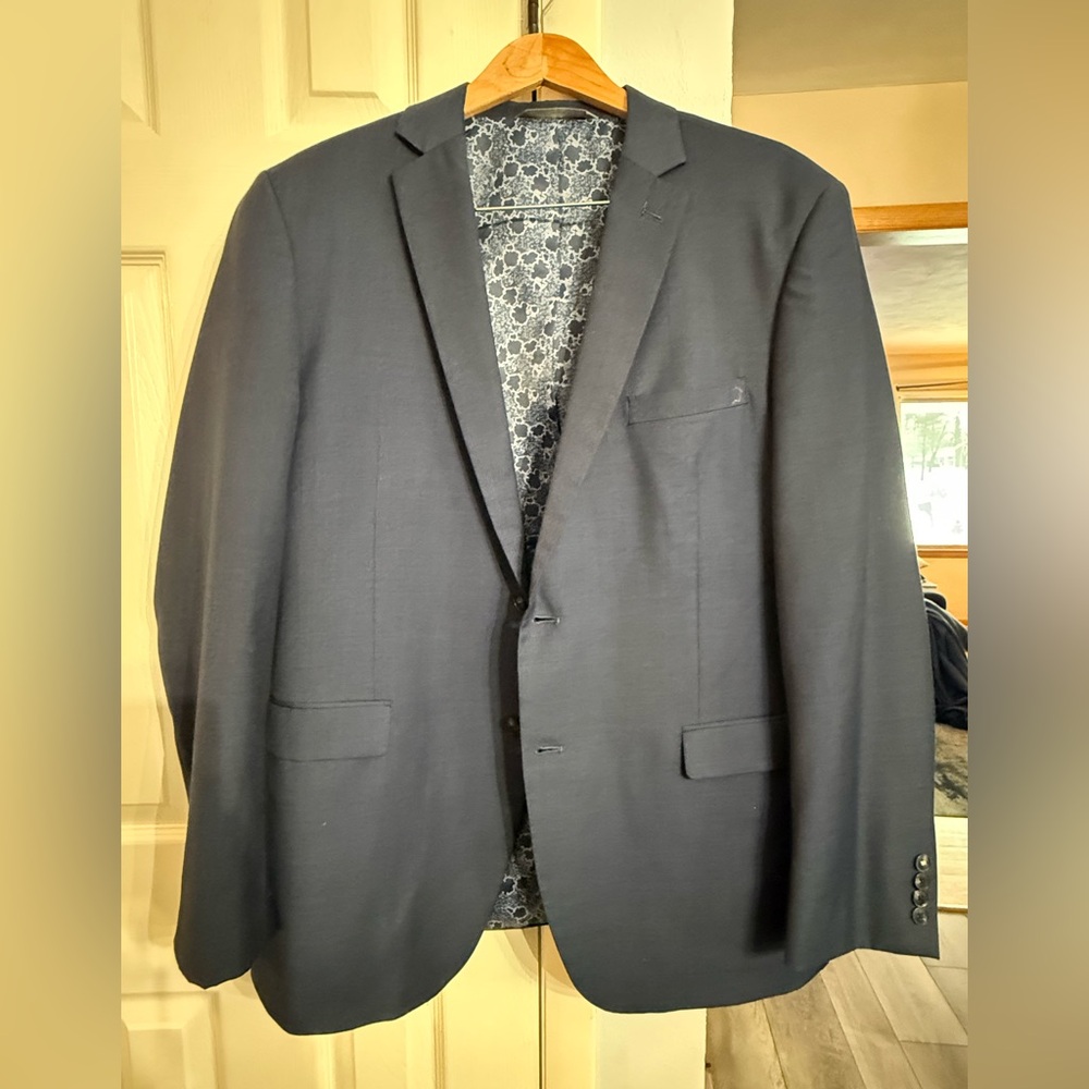 Men's Classic navy Perry Ellis sport coat slim fit 46 L